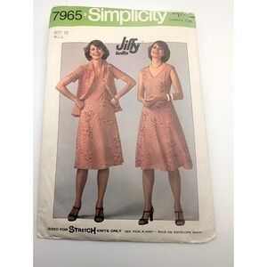 SIMPLICITY Sewing Pattern Womens 10 Jiffy Knit Dress Jacket 7965 Vintage Stretch